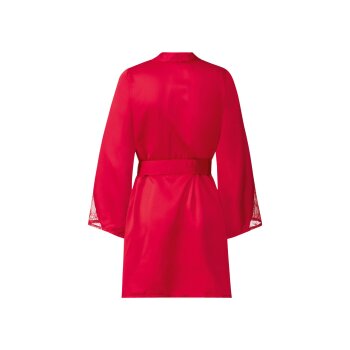 esmara® Damen Satin-Kimono mit Gürtel und Bindeband (rot, XS (32/34)) - B-Ware neuwertig