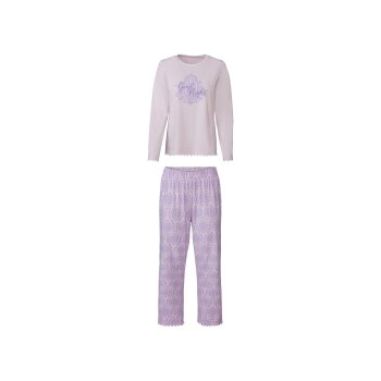 esmara® Damen Pyjama, lang, aus reiner Baumwolle (lila, M(40/42)) - B-Ware sehr gut