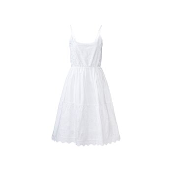 esmara® Damen Kleid, tailliert geschnitten, mit modischer Lochstickerei (weiß/Spaghettiträger, 38) - B-Ware neuwertig