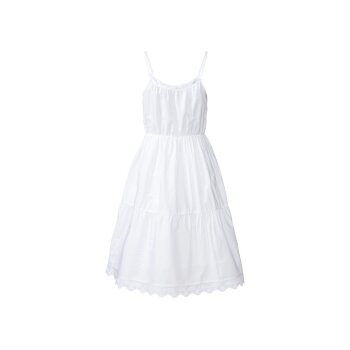 esmara® Damen Kleid, tailliert geschnitten, mit modischer Lochstickerei (weiß/Spaghettiträger, 38) - B-Ware neuwertig