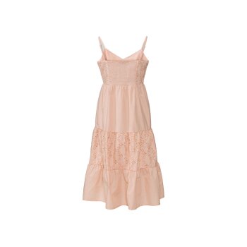 esmara® Damen Midi-Kleid, sommerlich leicht, mit Lochstickerei (rosa/Spaghetti, 42) - B-Ware neuwertig