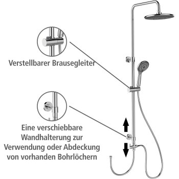 WENKO Watersaving Duschsystem, 22,5 x 75-120 cm, chrom - B-Ware sehr gut