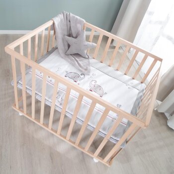 roba Laufgitter 75 x 100 + Einlage Jumbotwins - Holz natur - B-Ware neuwertig