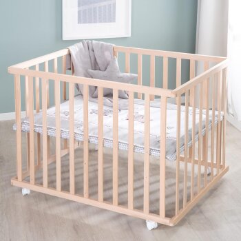 roba Laufgitter 75 x 100 + Einlage Jumbotwins - Holz natur - B-Ware neuwertig