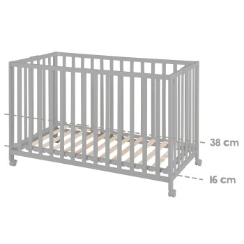roba Klappbett Fold Up, 60 x 120 cm, Holz taupe, 2-fach höhenverstellbar - B-Ware sehr gut