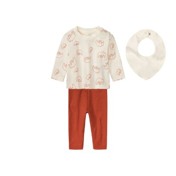 lupilu® Baby Set, 3-teilig, aus Langarmshirt, Schlupfhose und Halstuch (beige/rot, 62/68) - B-Ware neuwertig