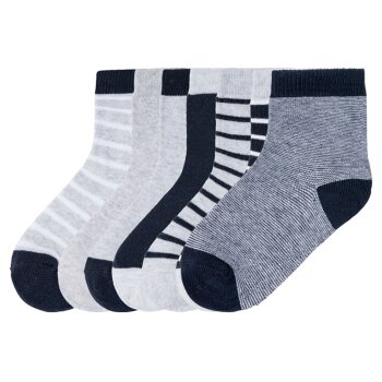 lupilu® Kleinkinder Socken, 7 Paar, mit Bio-Baumwolle (Streifen/navy/grau, 23-26) - B-Ware neuwertig