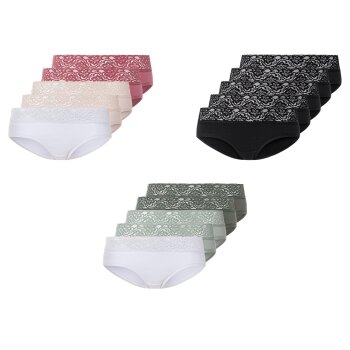 esmara® Damen Hipster, 5 Stück, mit Spitze - B-Ware