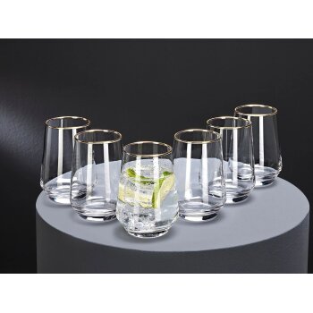 ERNESTO® Glas Set, 6-teilig, mit Goldrand (Wasserglas) - B-Ware neuwertig