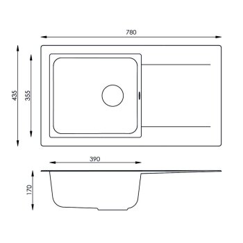 respekta Einbauspüle Denver 78 x 44 cm, betongrau - B-Ware sonstiges