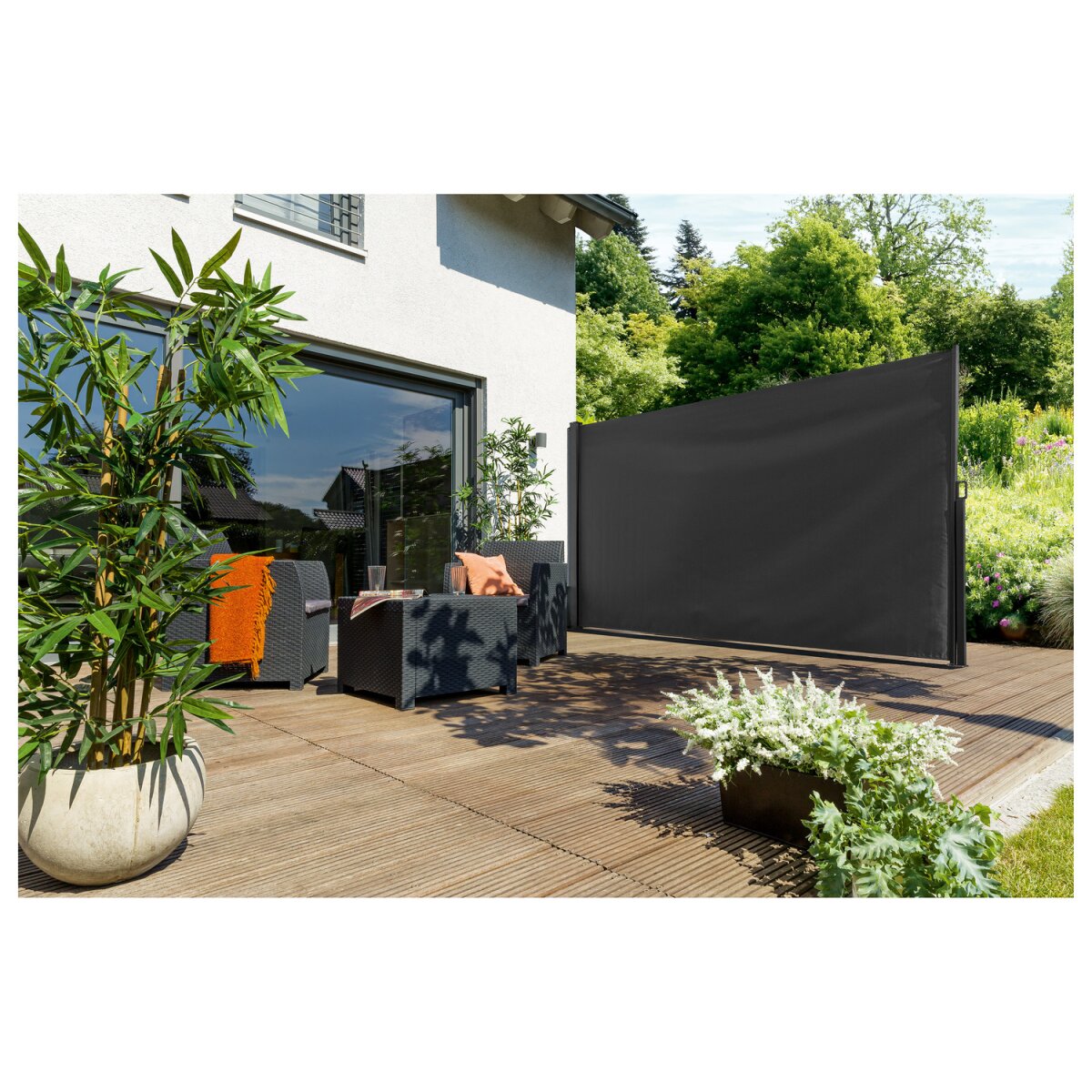 LIVARNO home Seitenmarkise, 350 x 200 cm, schwarz - B-Ware sehr  