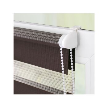 Lichtblick Klemmfix Duo-Rollo, Sonnen- und Sichtschutz, Lichtregulierung, ohne Bohren, Dunkelbraun, 80 cm, 150 cm - B-Ware neuwertig