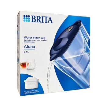 BRITA Wasserfilterkanne Aluna, 2,4 l, Blau, inkl. MAXTRA...