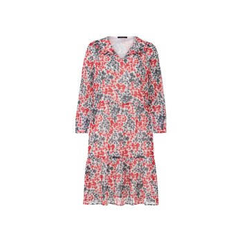 esmara® Damen Chiffonkleid, mit Rüschenbesatz (blau/rot, 38) - B-Ware neuwertig
