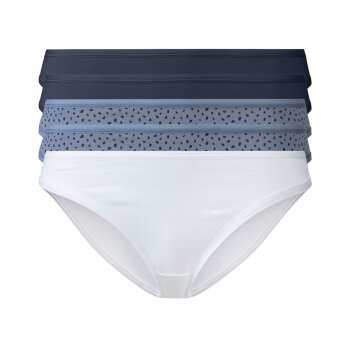 esmara® Damen Minislips, 5 Stück, hoher Baumwollanteil (marine/blau/weiß, M(40/42)) - B-Ware neuwertig