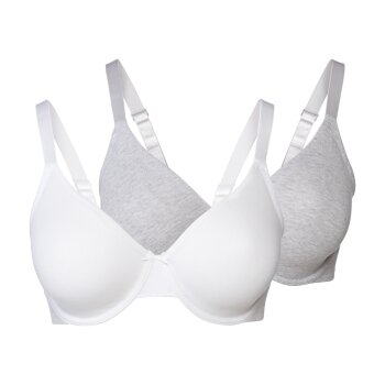 esmara® Damen Bügel-BHs, 2 Stück, mit gemouldeten Cups (hellgrau/weiß, 85D) - B-Ware neuwertig