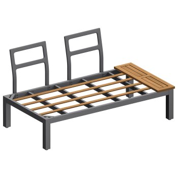 LIVARNO home Loungeecke, 3-teilig, aus Alu und Holz, braun/grau - B-Ware neuwertig