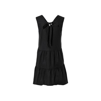 esmara® Damen Leinenkleid mit V-Ausschnitt (schwarz, 42) - B-Ware neuwertig