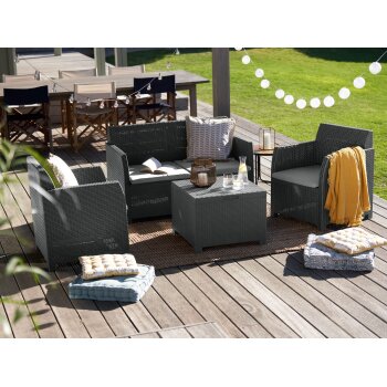 LIVARNO home Loungeset, 4-teilig, Pre Zero, anthrazit/grau - B-Ware sehr gut