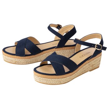esmara® Damen Keilsandalen im sommerlichen Bast-Look (Blau, 40) - B-Ware sehr gut