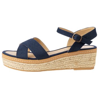 esmara® Damen Keilsandalen im sommerlichen Bast-Look (Blau, 40) - B-Ware sehr gut