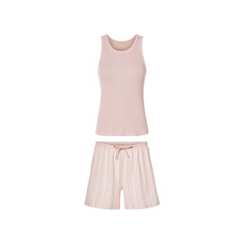 esmara® Damen Pyjama, kurz, in modischer Ripp-Qualität (hellrosa, S (36/38)) - B-Ware neuwertig