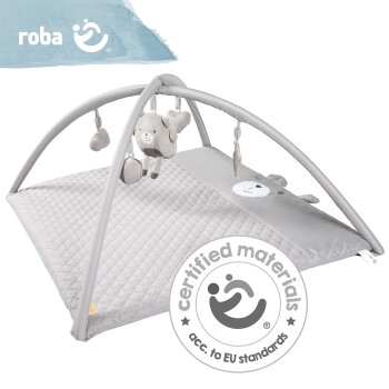 roba Baby Krabbeldecke mit Spielbogen, 85x75cm, grau - B-Ware sehr gut