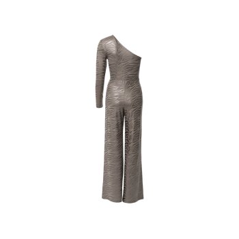 esmara® Damen Oneshoulder-Jumpsuit mit Metallic-Animal-Schimmereffekt (L(44/46)) - B-Ware neuwertig