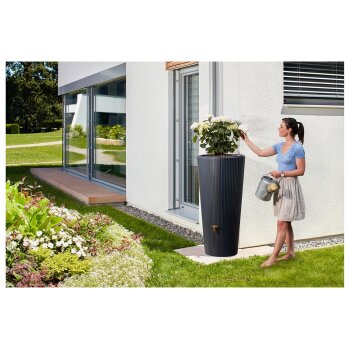 4rain 2in1 Regenspeicher »VASO DECOR«, 220 L, inkl. Fallrohrfilter und Auslaufhahn (anthrazit) - B-Ware sehr gut