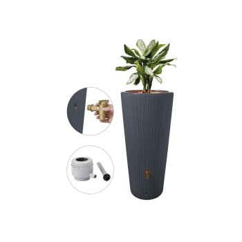 4rain 2in1 Regenspeicher »VASO DECOR«, 220 L, inkl. Fallrohrfilter und Auslaufhahn (anthrazit) - B-Ware sehr gut