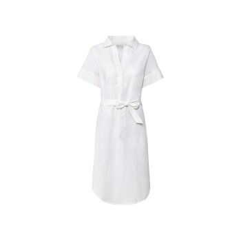 esmara® Damen Leinen-Maxikleid mit Kentkragen und Tunikaausschnitt (weiß, 34) - B-Ware neuwertig