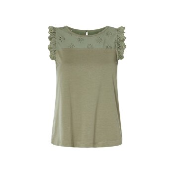 esmara® Damen Top mit Rüschen aus reiner Baumwolle (olive, S(36/38)) - B-Ware neuwertig