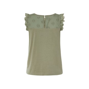 esmara® Damen Top mit Rüschen aus reiner Baumwolle (olive, S(36/38)) - B-Ware neuwertig