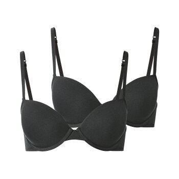 esmara® Damen Bügel BH, 2 Stück, mit verstellbaren Trägern (schwarz, 75B) - B-Ware neuwertig