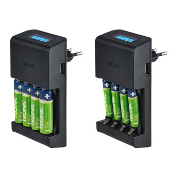 TRONIC® Akku-Ladegerät mit LC-Display (Akku Ladegerät für AAA) - B-Ware neuwertig