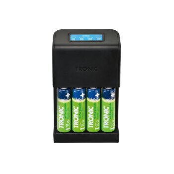 TRONIC® Akku-Ladegerät mit LC-Display (Akku Ladegerät für AAA) - B-Ware neuwertig