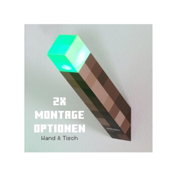 Minecraft LED Tischlampe / Fackel, mit Wandhalterung - B-Ware sehr gut