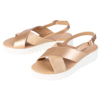 esmara® Damen Sandaletten mit modischem Keilabsatz (taupe, 37) - B-Ware sehr gut