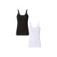 esmara® Damen Still-Tops, 2 Stück, mit hohem Bio-Baumwollanteil (schwarz/weiß, XL(48/50)) - B-Ware neuwertig