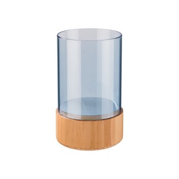 LIVARNO home Glas-Windlicht, mit Holzsockel (Blau) - B-Ware sehr gut