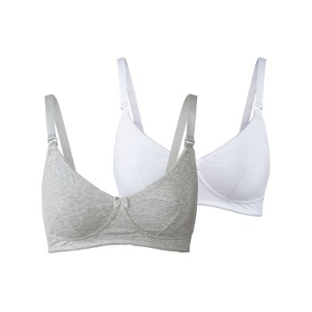 esmara® Damen Still BHs, 2 Stück, mit hohem Bio-Baumwolle (grau/weiß, 85C) - B-Ware neuwertig