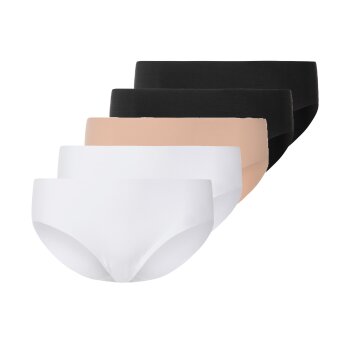 esmara® Lasercut-Minislips, 5er Set, besonders angenehm (schwarz/beige/weiß, M(40/42)) - B-Ware neuwertig