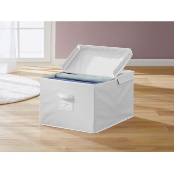LIVARNO home Aufbewahrungsbox Set, platzsparend zusammenfaltbar (Aufbewahrungsbox mit Deckel, weiß) - B-Ware sehr gut
