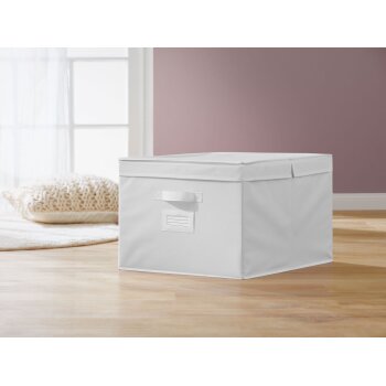 LIVARNO home Aufbewahrungsbox Set, platzsparend zusammenfaltbar (Aufbewahrungsbox mit Deckel, weiß) - B-Ware sehr gut