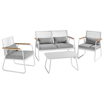LIVARNO home Loungeset mit Seiloptik, 4-teilig, weiß - B-Ware neuwertig