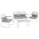 LIVARNO home Loungeset mit Seiloptik, 4-teilig, weiß - B-Ware neuwertig