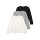 pepperts!® Kinder Mädchen Langarmshirts, 3 Stück, mit Rundhalsausschnitt (weiß/schwarz/grau, 158/164) - B-Ware neuwertig
