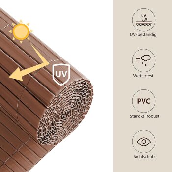 Ribelli Sichtschutzmatte, aus PVC, 140 x 500 cm, braun - B-Ware neuwertig