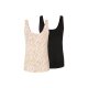 esmara® Damen Tops, 2 Stück, mit weitem Rundhalsausschnitt (schwarz/beige, S(36/38)) - B-Ware neuwertig