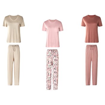 esmara® Damen Pyjama mit Gummizugbund und Bindeband -...